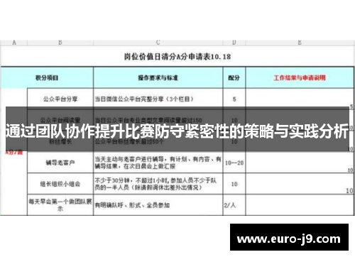 通过团队协作提升比赛防守紧密性的策略与实践分析