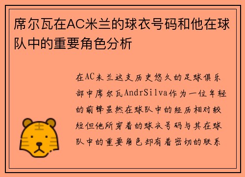 席尔瓦在AC米兰的球衣号码和他在球队中的重要角色分析